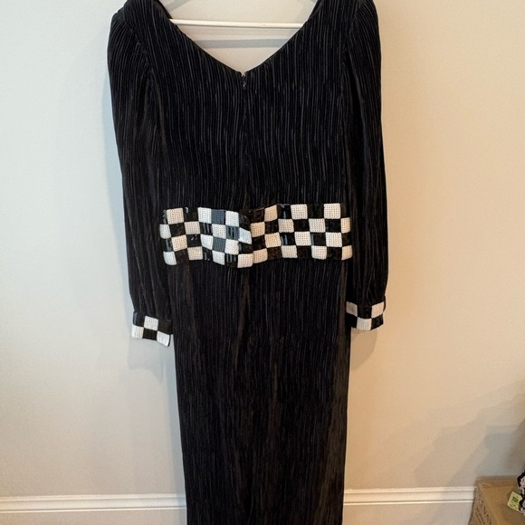Vintage 80s Black and White Checkered Women's Dress - Picture 4 of 6